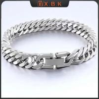 ราคา สร้อยข้อมือโซ่คิวบาทันสแตนเลส สีเงิน ขนาด 18 19 20 21 มม สไตล์ Hip Hop สำหรับผู้ชาย (45759001634)