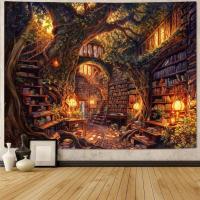 ราคา Magic ชั้นวางหนังสือ Tapestry ติดผนัง Gothic Skeleton แมวดําห้องสมุดหนังสือ Tapestry ห้องนอนห้องนั่งเล่นหอพัก (56554275911)