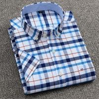 ราคา แฟชั่นแขนสั้นผ้าฝ้าย 100 ลายสก๊อตผู้ชายสังคมเสื้อ Slim Fit Plus ขนาด 7xl ปุ่มลง Collar Man เสื้อ (41252119575)