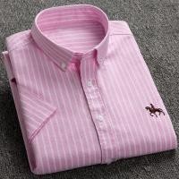 ราคา ลําลองผ้าฝ้าย 100 แขนสั้น Oxford Striped Plus Size Slim Fit Man เสื้อ (43652296135)
