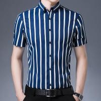 ราคา ฤดูร้อนลำลองแขนสั้นลายสลิมฟิตสไตล์เกาหลีเสื้อเชิ้ตผู้ชาย (24665499526)