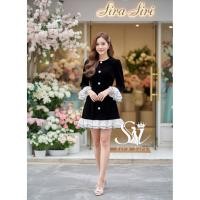 ราคา Sira Siri พร้อมส่ง ชุดเดรสสีดำ แต่งชายระบาย งานผ้ากำมะหยี่ แต่งกระดุมคริสตัล สวยหรูติดแกรม ชุดเดรสทำงาน เดรสไปคาเฟ่ (53601989236)
