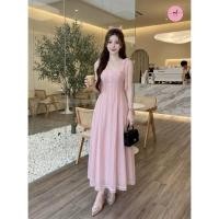 ราคา เดรสยาวดีไซน์สายใหญ่เพิ่มความน่ารักด้วยโบว์ทั้งสองข้าง และมีโบว์แยกชิ้นไว้ติดผม ปล่อยชายกระโปรงบานพริ้ว (55259174381)