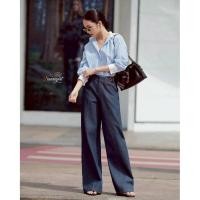 ราคา Set 2 ชิ้น เสื้อเชิ้ตคอปกลายทาง ดีเทลผ่าหลัง ร้อยเชือกผูกโบว์เป็นชั้นๆ กางเกงยีนส์สีเข้ม ทรงขากระบอกใหญ่กึ่งขาม้า เอวสูง (50107081472)