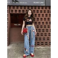 ราคา Set 2 ชิ้น เสื้อยืดสีดำน้องหมาแอปเปิ้ลขนปุย กางเกงยีนส์คาโก้ติดน้องหมา แอปเปิ้ล ขนปุย สายคาดเอวลายจุด (49957315044)