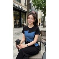 ราคา Set วอร์ม 2 ชิ้น เสื้อแขนสั้นด้านหน้าแต่งตัดต่อยีนส์ ดีเทลสวยเก๋ มาพร้อมกับกางเกงขายาว ผ้ายืดหยุ่นใส่สบาย (53907912896)