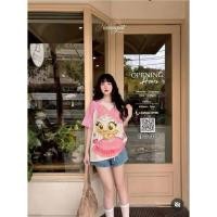 ราคา Set 2 ชิ้น เสื้อยืดโอเวอร์ไซส์ทรงแขนสโลป ลาย Daisy Duck ปักเลื่อมและแต่งผ้าปะกะเปาะระบายฟรุ้งฟริ้ง 3D กางเกงยีนส์ เอวยืด (55507970409)