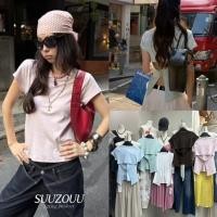 ราคา SU191 เสื้อยืดแขนสั้นคอกลม ด้านหลังแต่งเว้า งานเก๋ ผ้าเนื้อดี ใส่สบาย แฟชั่นเกาหลี TAG MM Fish (52408255834)