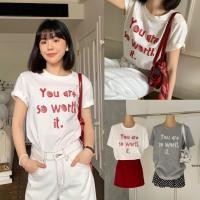 ราคา W8919 เสื้อยืดคอกลมแขนสั้น ทรงโอเวอร์ไซส์ แต่งปักลาย งานสวยดูดี ผ้าดีใส่สบาย แฟชั่นเกาหลี TAG WG WE (56556193293)