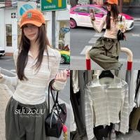 ราคา SU001 เสื้อแขนยาวคอปก แต่งลายขวาง ผ้ามีเทกเจอร์ลายสวย ใส่ออกมาแล้วดูดีมากๆค่า แฟชั่นเกาหลี TAG MM Fish (46055268383)