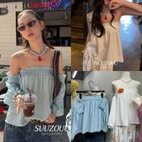 ราคา SU159 เสื้อปาดไหล่แขนยาว ช่วงอกแต่งสมอค แขนสามารถถอดออกได้ ใส่เป็น เกาะอกได้ค่ะ แฟชั่นเกาหลี TAG MM Fish (40879769569)