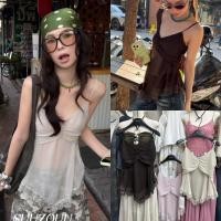 ราคา SU212 เสื้อสายเดี่ยว ช่วงอกแต่งจีบ ชายเสื้อแต่งทรงวี ตรงขอบแต่งผ้าลูกไม้ แฟชั่นเกาหลี TAG MM Fish (24598076230)