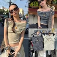 ราคา SU103 เสื้อปาดไหล่ ผ้าร่อง แต่งอะไล่ช่วงอก ผ้ายืดหยุ่นได้ดี ทรงสวย งานเก๋ เซ็กซี่ แฟชั่นเกาหลี TAG MM Fish (56207867475)