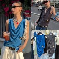 ราคา SU170 เสื้อแขนกุดคอถ่วง แต่งอะไหล่สีเงินรูปดาว งานทรงสวยเก๋ ใส่แมทซ์ง่าย แฟชั่นเกาหลี TAG MM Fish (44609135337)