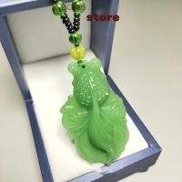 ราคา KTH แฟชั่นหยกสีเขียว Hand Carved Fox Koi Hollow หยกจี้ Nelace Multicolor จีน Amulet ผู้หญิง Mans Luy เครื่องประดับของขวัญร้อน (55059322477)