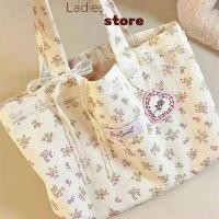 ราคา KTH ขนาดใหญ่ความจุ Fragmented ดอกไม้รูปแบบ Tote กระเป๋าแฟชั่นหวานลูกไม้ Bow Storage กระเป๋าถือผ้าใบกระเป๋าถือร้อน (57106733915)