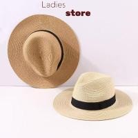 ราคา หมวกฟาง Fedora สไตล์ปีกกว้างสำหรับชายหาดและฤดูร้อน ป้องกันรังสี UV (56656737439)