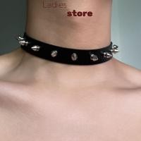 ราคา KTH PUหนังChoker Nelaceสําหรับผู้หญิงผู้ชายCool Punk Gothic Biker Collar Studded Ro Nelace Raveเครื่องประดับร้อน (52207020822)