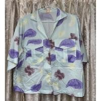 ราคา เสื้อเชิ้ตมือสอง with it สีฟ้า สีเขียว ลายม่วง (44958378726)