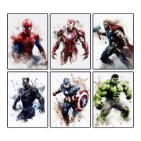 ราคา Marvel Avengers Superheroe ภาพวาดผ้าใบ Spider Man Iron Man Hulk ภาพยนตร์ Wall Art โปสเตอร์ภาพเด็กตกแต่งบ้าน Cuadros PNYA (29344219232)