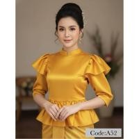 ราคา ของแท้ส่งจากนครนายก เสื้อไทยโบราณ เสื้อไทยเรือนต้น ไทยประยุกต์ บรมพิมาน เสื้อจิตรลดา ชุดไทย ผ้าลินินผสม ซิปหลัง (46703594004)