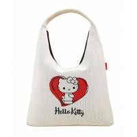 ราคา Sanrio Hello Kitty One Handle Tote Bag for Women IP Round Knit 8489 Ivory Purple Black Directจากญี่ปุ่น (27592058831)