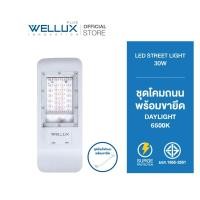 ราคา WELLUX โคมไฟถนน 30W แสงขาว พร้อมกิ่งขาและอุปกรณ์ติดตั้งครบชุด LED STREET LIGHT (27220526035)
