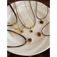 ราคา สร้อยคอจี้สายหนังสีน้ำตาลสำหรับผู้หญิง ดีไซน์เรียบง่าย (42714986912)