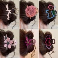 ราคา ที่หนีบผมขนาดใหญ่ สีชมพู มีลายเหมือนดอกไม้ (28431149550)
