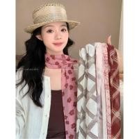 ราคา ผ้าพันคอผ้าไหมสีชมพูลายดอกคำฝอย ยาว สำหรับแฟชั่นผู้หญิง (44079363499)