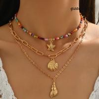 ราคา GUADALUPE1 สร้อยคอโบฮีเมียน Multilayer Chain สีสัน Handmade ลูกปัดสร้อยคอ ใหม่ Shell Oil Drop จี้ชั้นจี้ Tassels Choker ทุกวัน (56459291555)
