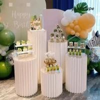 ราคา GUADALUPE1 เสาโรมันชั้นวางขนม พับ DIY กระบอกขาตั้งจอแสดงผล Ins สไตล์กระดาษสีขาวคอลัมน์โรมันขาตั้งดอกไม้ Party Decor (53703996122)
