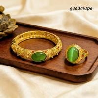 ราคา กูดาลูป1สร้อยข้อมือสไตล์โบราณ กําไลข้อมือสีทองสไตล์โลหะผสมเปิดกว้าง พลอยเทียม ประณีตแกะสลักแหวนเปิดแห่งชาติอเนกปร (45909316487)