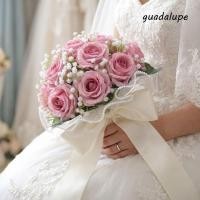 ราคา กัวดาลูป1ช่อดอกไม้แต่งงานโรแมนติก ลมหายใจของทารก ช่อเจ้าสาวที่สวยหรู ช่อดอกไม้คุณภาพ ดอกไม้ผ้าไหมเทียมริบบิ้นลูกไม้มุกช่อกุหลาบสีขาววันวา (42230299804)
