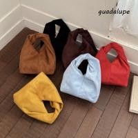 ราคา GUADALUPE1 Suede กระเป๋าถือจีบ สีทึบหรูหรา Cloud Tote Bag Casual Faux Suede Soft Retro Clutch Bag Girls (56506921972)