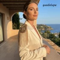 ราคา GUADALUPE1 ไหล่พู่อินทรธนู Rhinestone ตกแต่งโซ่ยาวที่ถอดออกได้ไหล่อินทรธนู Unisex Multi พู่ Rivet Design Handmade Gold เข็มกลัดเครื่องประดับกิจกรรมอย่างเป็นทางการ (55306498636)