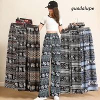 ราคา GUADALUPE1 กางเกงพิมพ์ช้างไทย กางเกงขากว้างลาย Boho สีสันสดใสสําหรับผู้หญิง ฮิปปี้พร้อมสายรัดก้นบาน Comfyกางเกงฮาเร็มผู้หญิงผู้หญิง (54757147818)