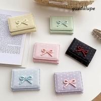 ราคา GUADALUPE1 Bowknot Short Wallet Polka Dot Large Capacity Student Simplicity Wallet Fashion Dopamine Color PU Leather Coin Purse Card Holder Girl (54458448420)