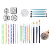 ราคา DE 28pcs Mandala Dotting Tools Kit for Painting Rock Stone Pen Art Paint Stencil Brush Tray (12607167485)