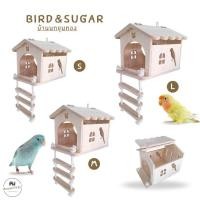 ราคา บ้านนกขุนทอง บันไดเชือก บ้านไม้สำหรับนก กระรอก ชูการ์ไกร์เดอร์ มี3ขนาด (29944024915)