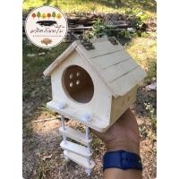 ราคา บ้านนก บ้านกระรอก บ้านชูการ์ บ้านไม้สำหรับสัตว์เลี้ยง ไร้สารเคลือบสี กัดแทะได้ เปิดฝ่าบนได้ ประตูกลมหน้าจั่ว (20478097732)