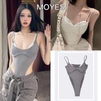 ราคา MOYES จั๊มสูทสีเทาและสีขาวใหม่ขายดี เสื้อผ้าผู้หญิงฤดูร้อน สไตล์อเมริกัน เซ็กซี่ Pure Desire เสื้อตัวบนเอวสูงบาง (28033710320)