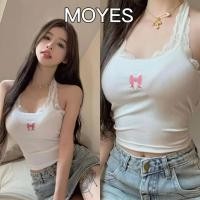 ราคา MOYES พร้อมส่ง ใหม่ผู้หญิงบริสุทธิ์ลูกไม้เย็บเสื้อกั๊กสีขาวบางหวานเซ็กซี่สั้นเสื้อกั๊ก (27552039232)
