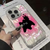 ราคา เคสไอโฟน สำหรับ iPhone 17 16 15 11 12 13 14 Pro Max X XR XS Max 7Plus 8Plus แมวสีดำตกใจด้วยสีชมพู สำหรับผ้าสีไอศรี (45259387233)
