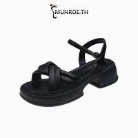 ราคา รองเท้าสตรี ก้นหนา สันทนาการ ฤดูร้อน สไตล์ใหม่ แฟชั่น หัวเข็มขัดคำเดียว รองเท้าแตะ (41607744193)