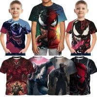 ราคา เสื้อยืดแขนสั้น พิมพ์ลาย Marvel Venom Spiderman แฟชั่นฤดูร้อน สําหรับเด็ก (14438030788)