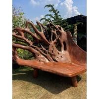 ราคา นำเข้า ม้านั่งไม้สักทองยักษ์ งานแกะสลักรากไม้ศิลปะธรรมชาติ Giant Teak Wood Sculpture Bench Premium Hand Polished (50356225914)