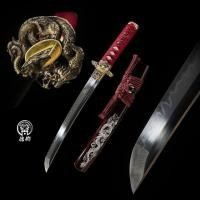 ราคา นำเข้า ทันโตะ มังกรทองเหลือง Brass Dragon Tanto ใบดาบ T10 ลายฮาม่อน Gunome (50752858185)