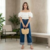 ราคา A85ꔛ ꕤ ชุด Set เสื้อขนมชั้นทรงคร็อบ แขนใส่เปิดไหล่ ปิดไหล่ได้ มากับกางเกงยีนส์พับขาเก๋ๆ จัดก่อนหมดนะคะꔛ ꕤ (57358568055)