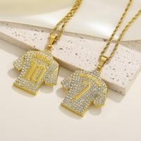 ราคา ใช้งานสะดวก สร้อยคอนำ้เลขเพชร CZ สีทอง เงิน กับเสื้อยืดสไตล์ฮิปฮอป Unisex (57405905936)